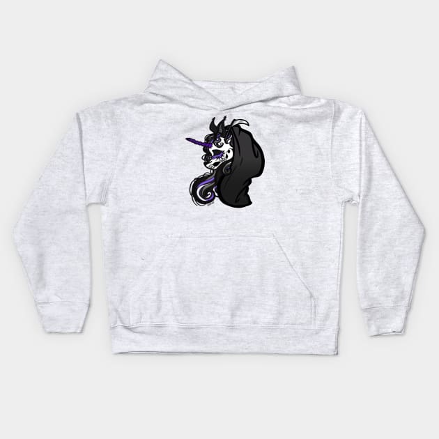 Grim Reaper Unicorn Kids Hoodie by Jan Grackle